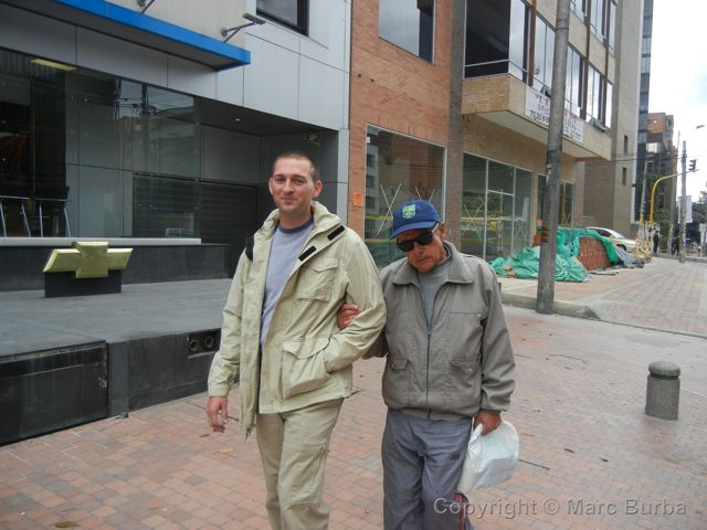 Helping a blind man in Bogota