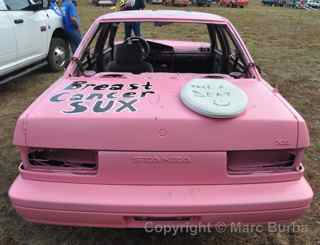 pink Nissan Stanza Spicewood demolition derby 2012