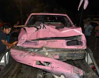 pink Nissan StanzaSpicewood demolition derby 2012