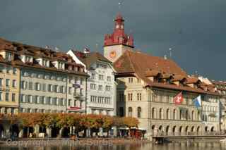 Lucerne, Switzerland town hall clock tower